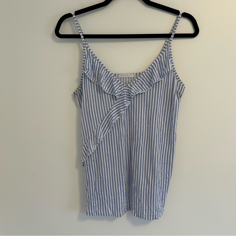 Striped Tank Top with Ruffle Modal Blend Size Small